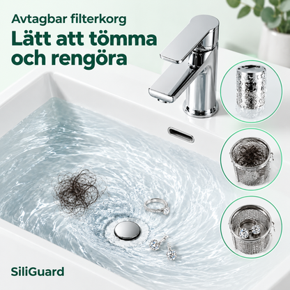 SiliGuard – Tryck. Filtrera. Glöm avloppsstoppet.